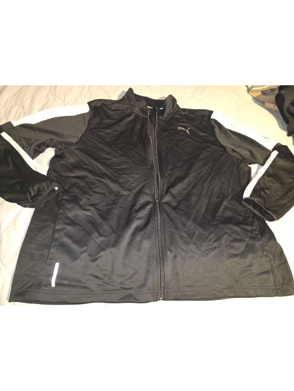 PUMA Men's Black/Gray Full-Zip Track Jacket Knit Polyester Size XL activewear